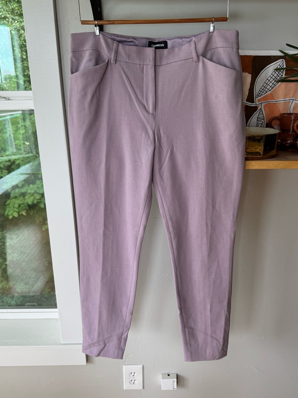 Express Lilac Light Purple Mid Rise Skinny Dress Pant Business Casual Size 12